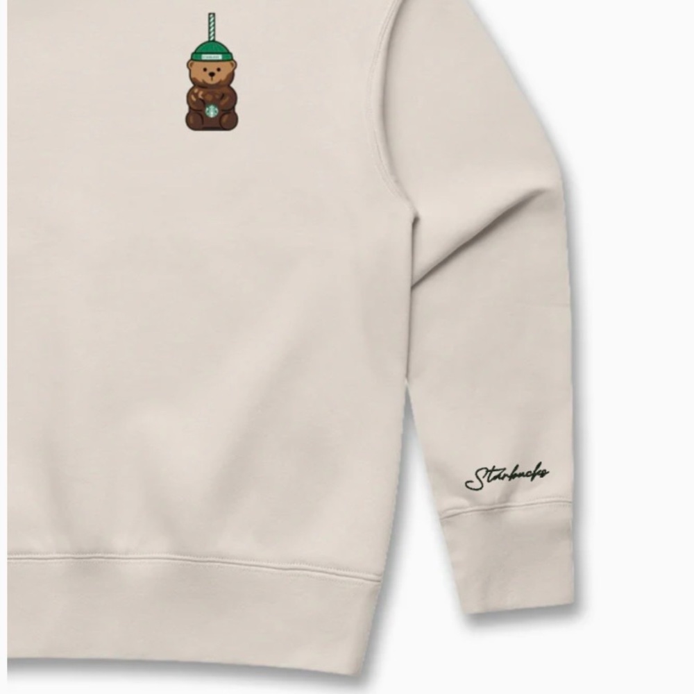 STARBUCKS Bearista Crewneck Sweatshirt Bone Organic Cotton Poly Blend Women’s L